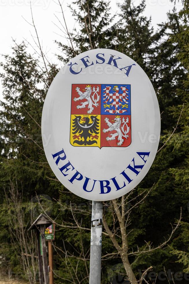 Border between Czech Republic, a border post in the eastern Sudetes near Mount Orlica photo