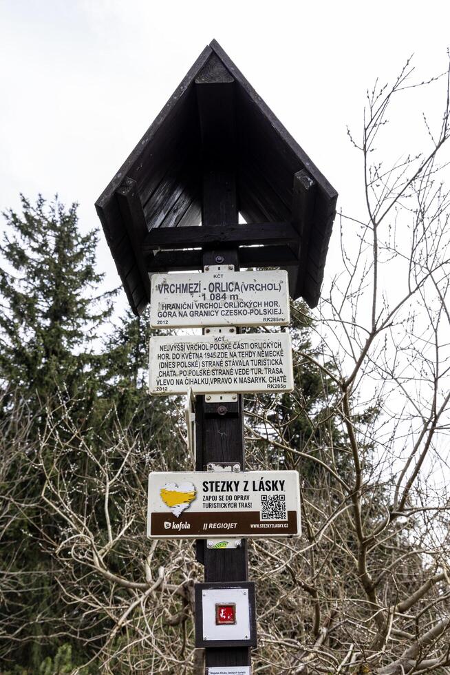 Mount Orlica Poland, March 29, 2025. Border between Poland and the Czech Republic, a border post in the eastern Sudetes near Mount Orlica photo