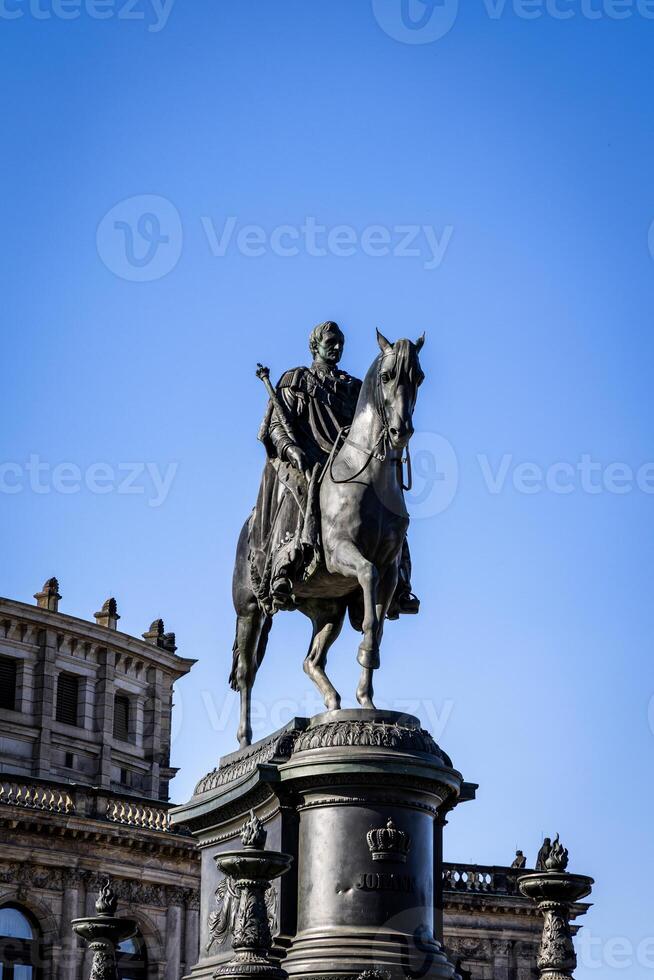 Ancient architecture of German city of Dresden. Facades of ancient buildings in the historical part of the city photo
