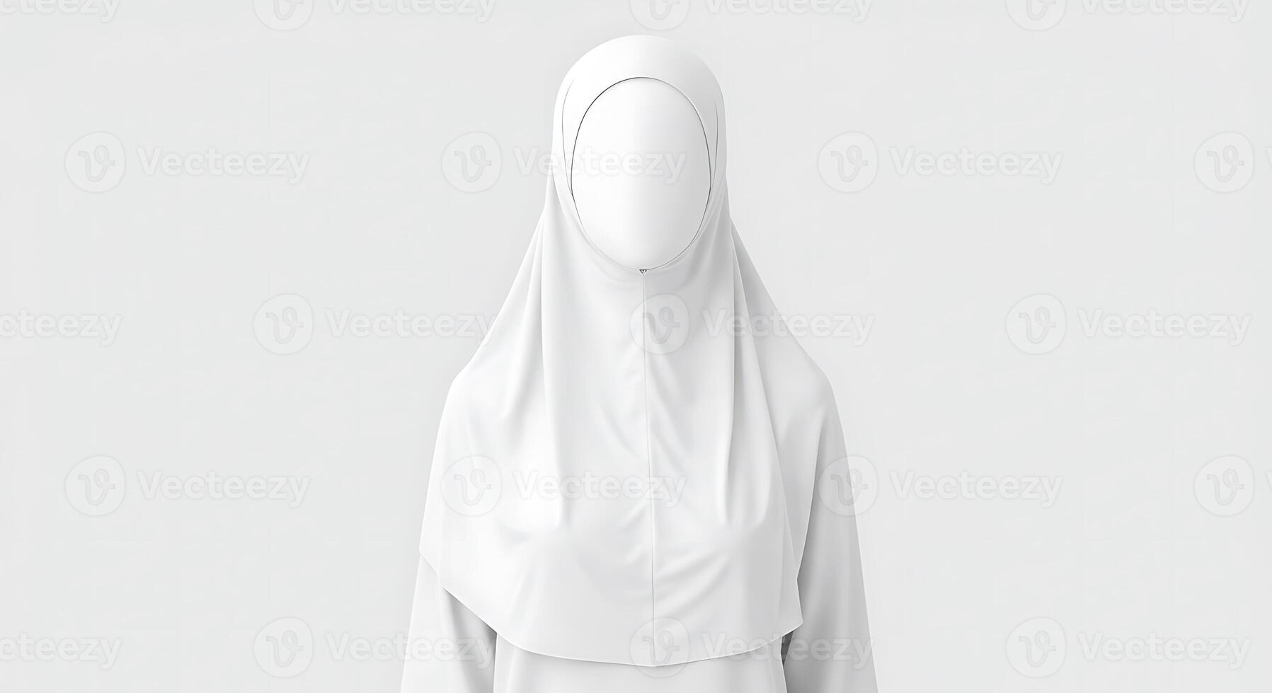 Wearing White Headscarf Garment on Mannequin in Studio photo