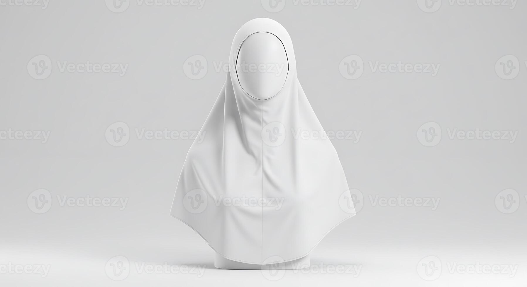 Displaying White Head Covering on Stand in Studio Setting photo