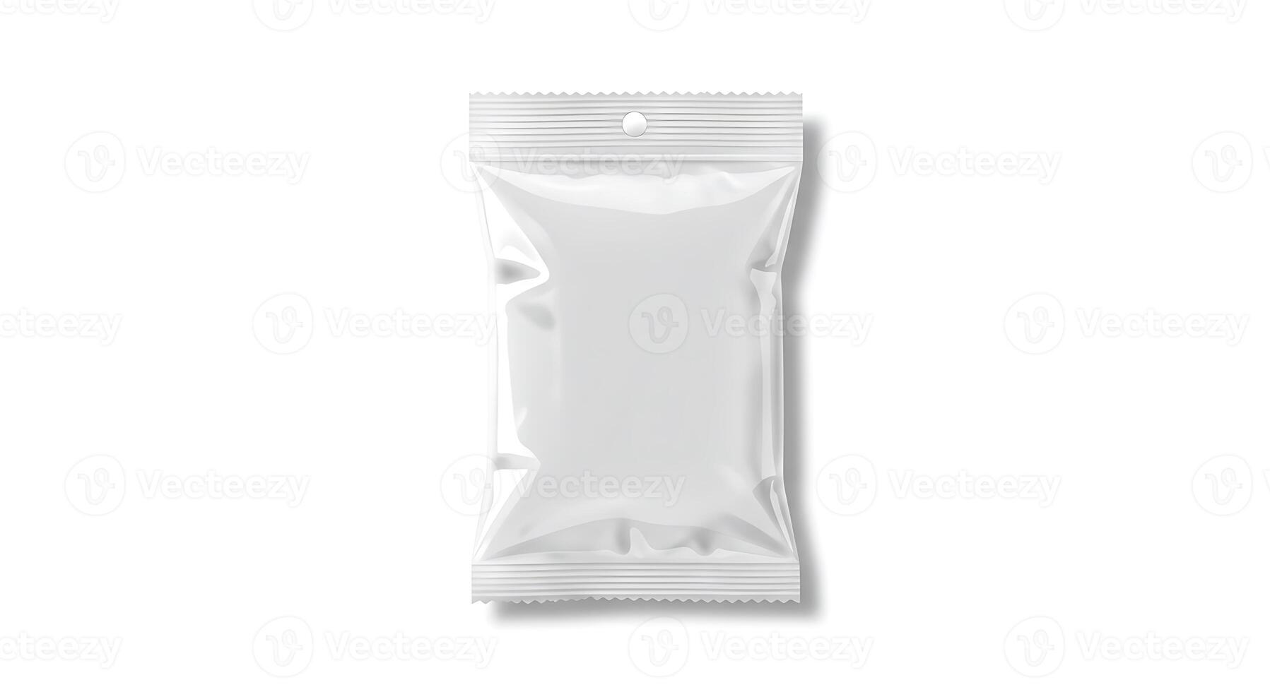 Blank Glossy White Packaging Pouch Mockup for Food or Snack photo