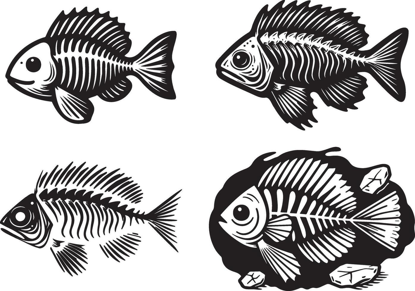 Fossil Fish Illustration. vector