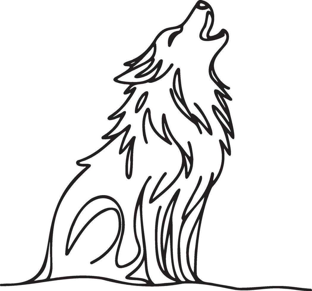 Wolf Roar Line Drawing. vector