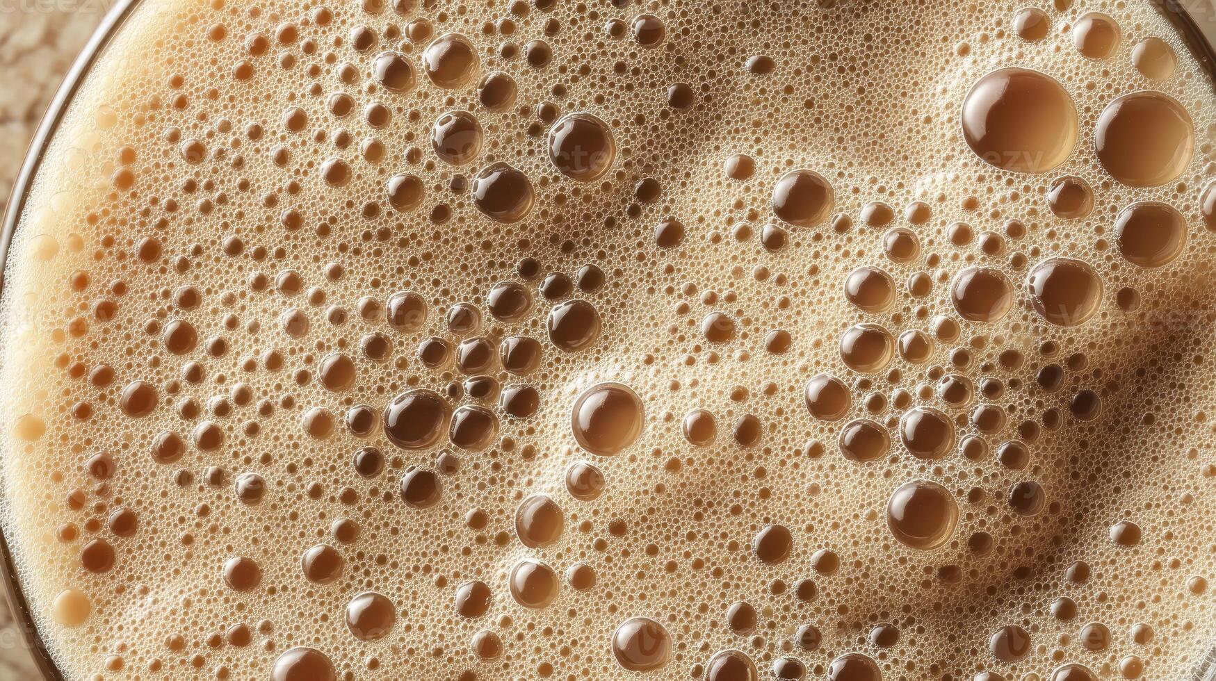 Close-up of Coffee Drink with Foam and Bubbles Top View photo