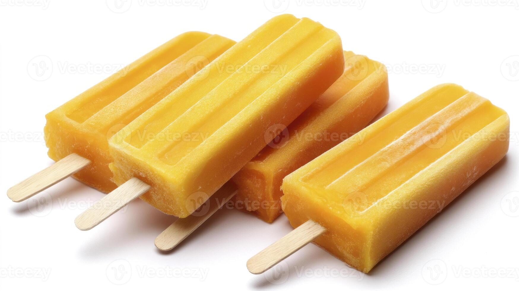Refreshing Orange Popsicles on a White Background Ready to Enjoy photo