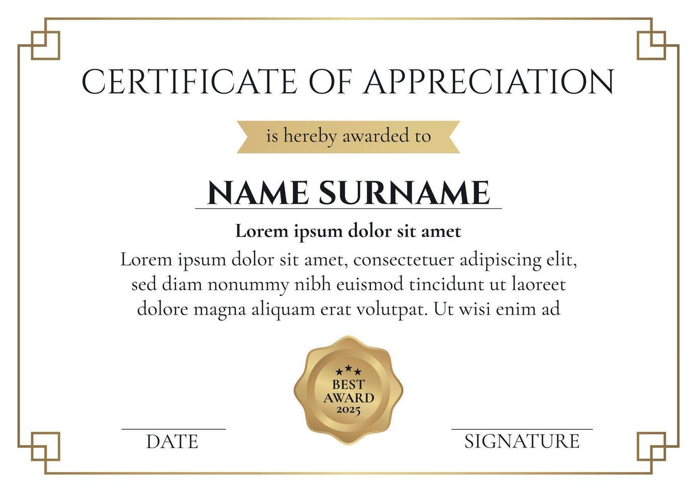 Certificate of appreciation template design. Professional certificate, EPS 10 vector