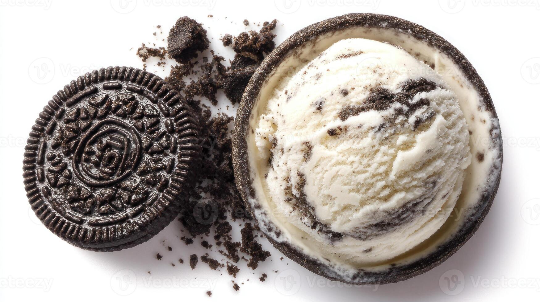 Scoop of Cookies and Cream Ice Cream with Chocolate Cookie photo