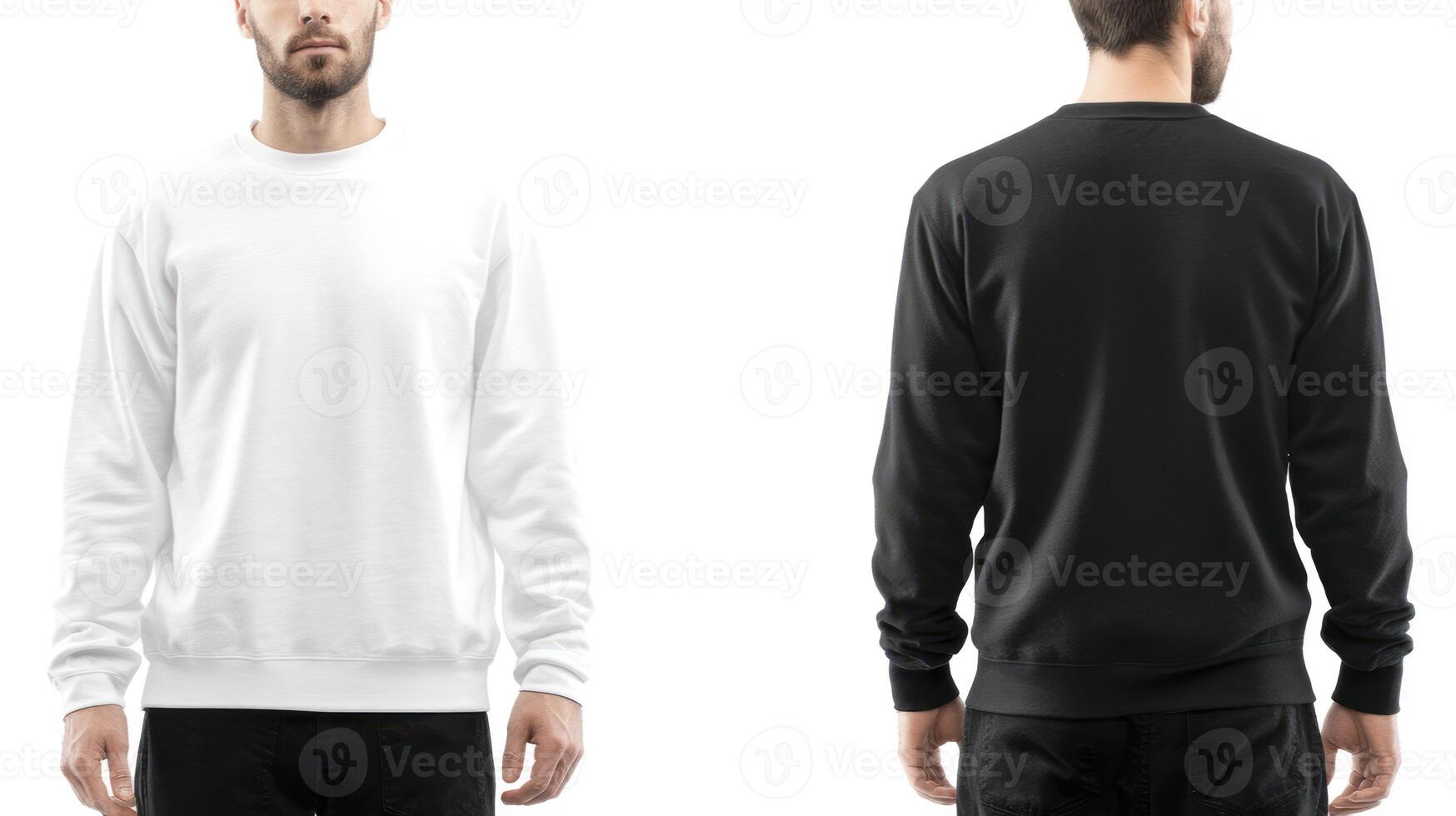 Presenting Blank White and Black Crewneck Sweatshirts for Customizable Apparel Designs photo