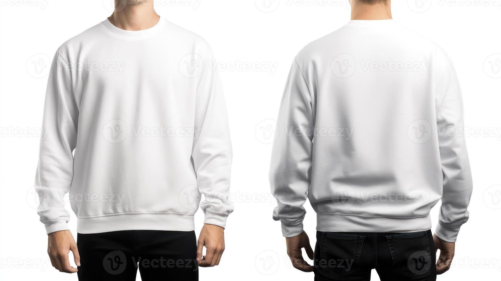 White Crewneck Sweatshirt Mockup Front and Back View for Customization photo