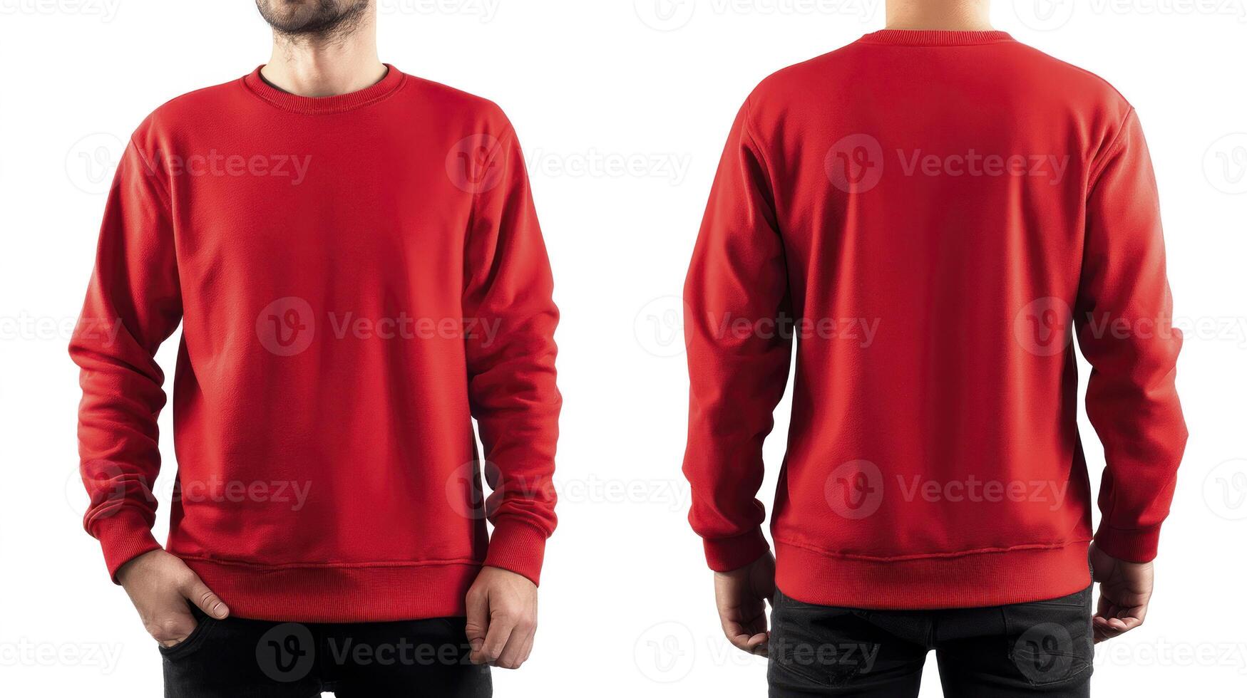 Red Sweatshirt Front and Back View on a Mannequin for Mockup photo