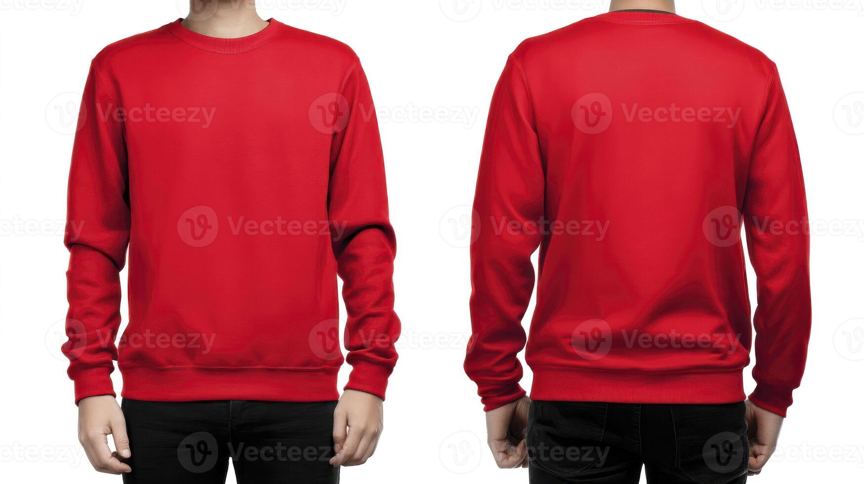 Red Sweatshirt Display Front and Back Views for Fashion Apparel photo