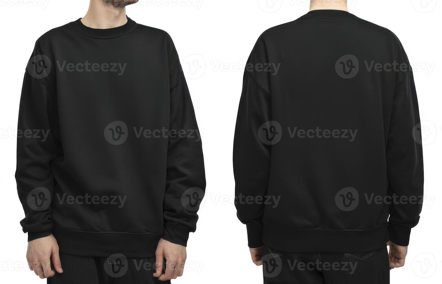 Display of Black Oversized Sweatshirt Front and Back for Apparel Mockup photo