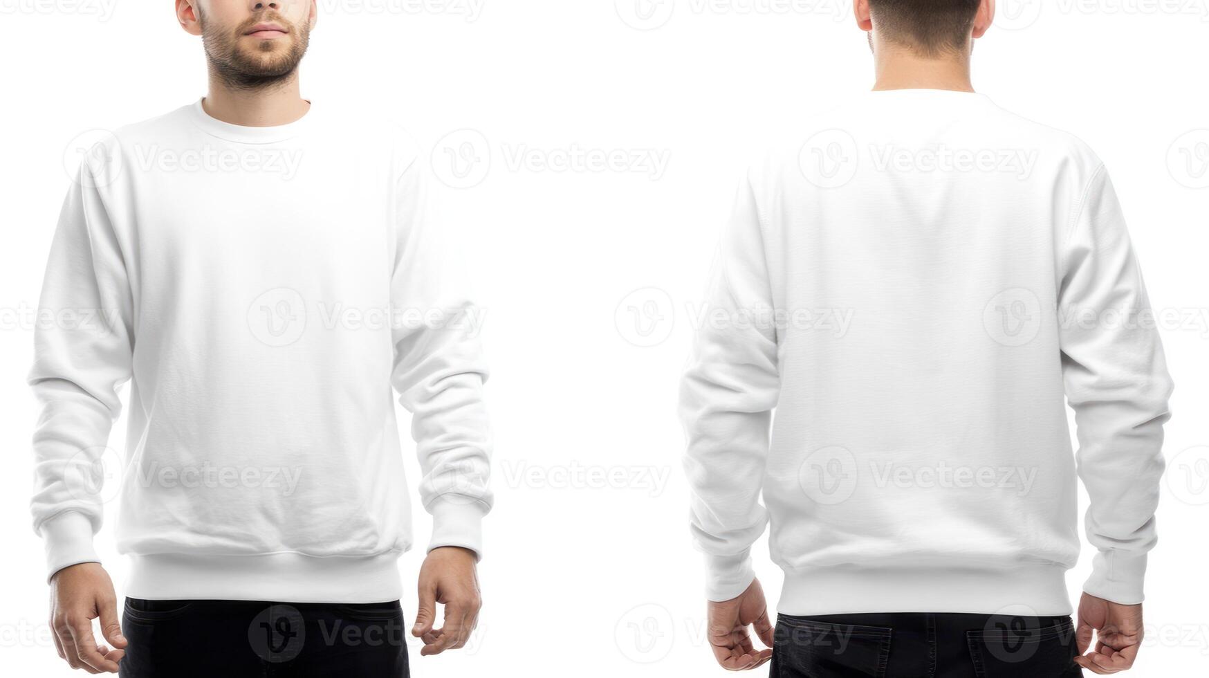 Showing White Sweatshirt Mockup Front and Back on a Man photo