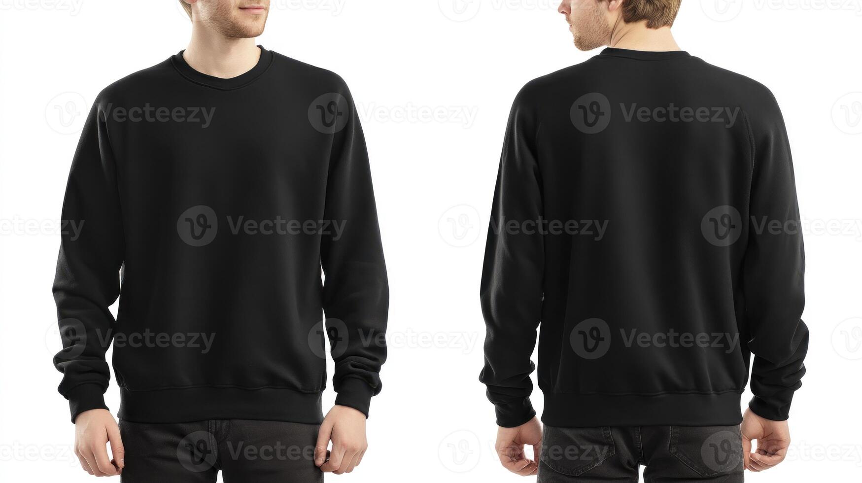Black Sweatshirt Display Front and Back Mockup for Apparel Branding photo