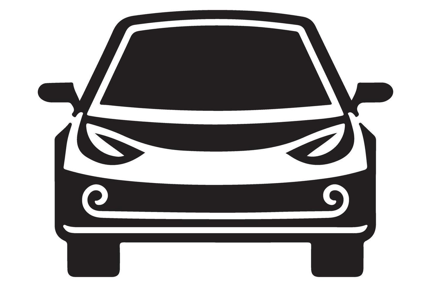 Modern Car Front View Silhouette Automotive Transportation Design vector