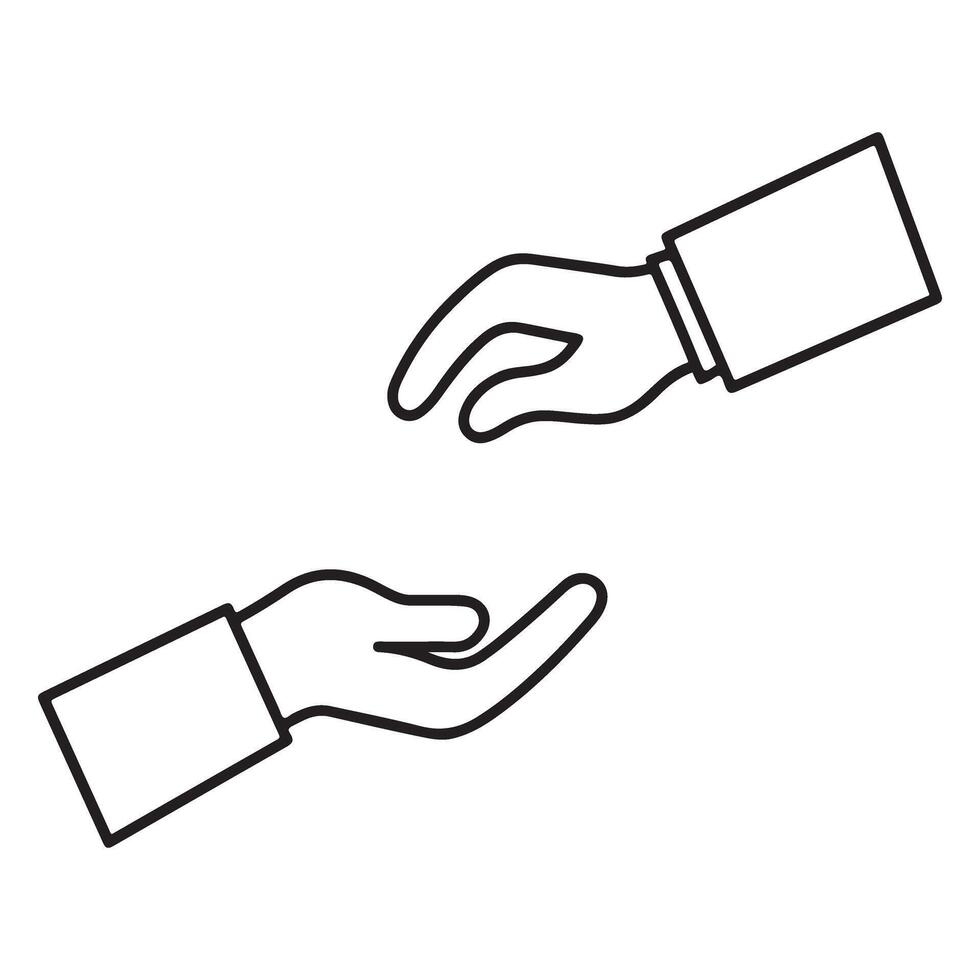 Giving and Receiving Hand Gesture Outline Design Idea vector