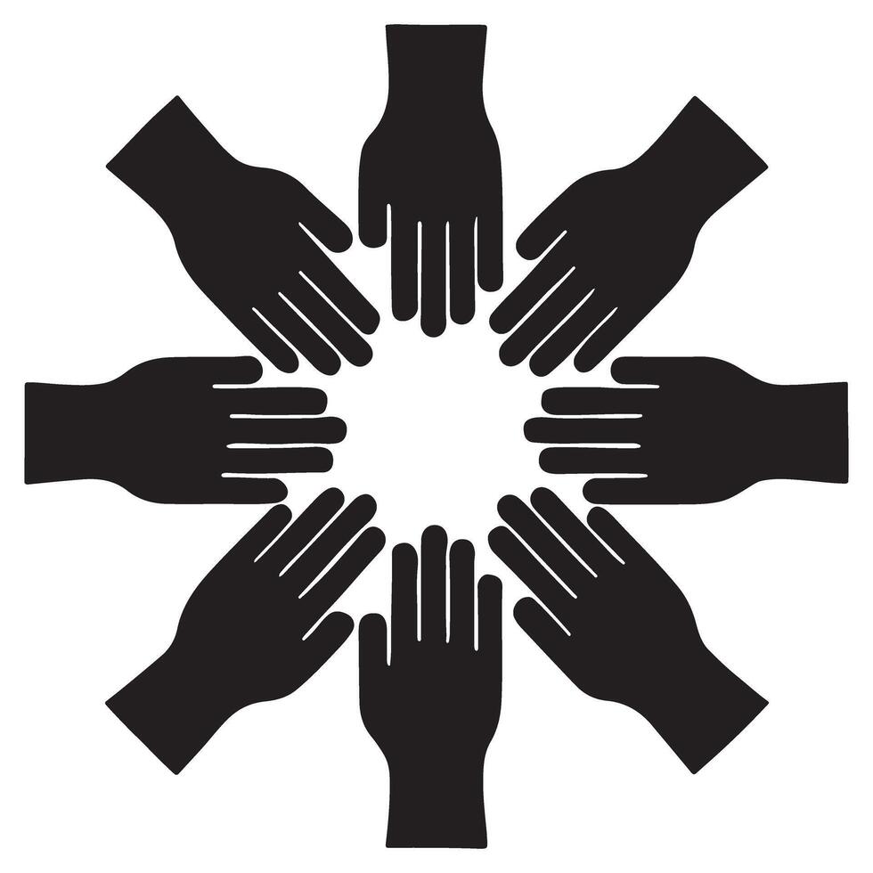Many Hands United Symbolizing Collaboration and Community Empowerment vector