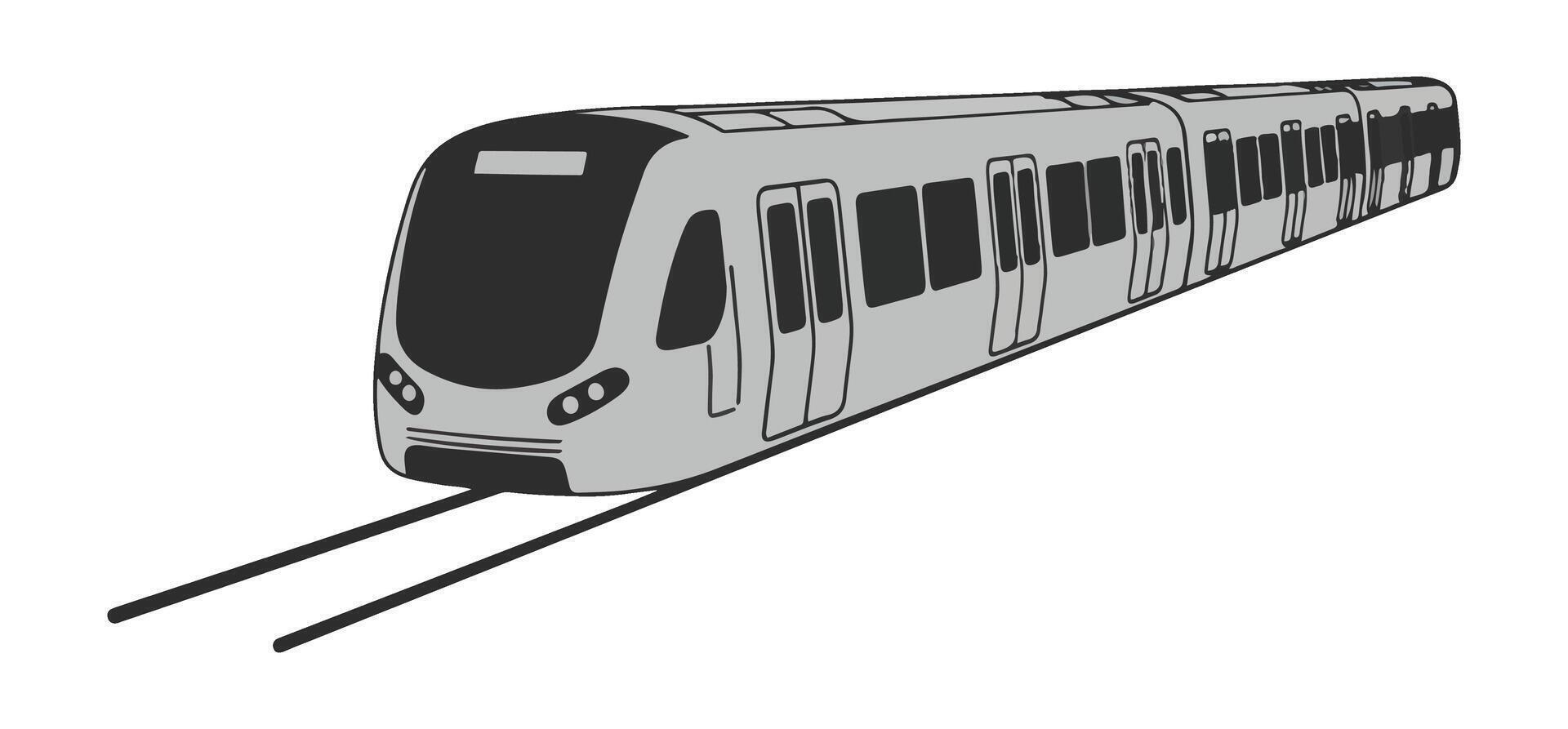Modern subway train illustration for public transportation design vector
