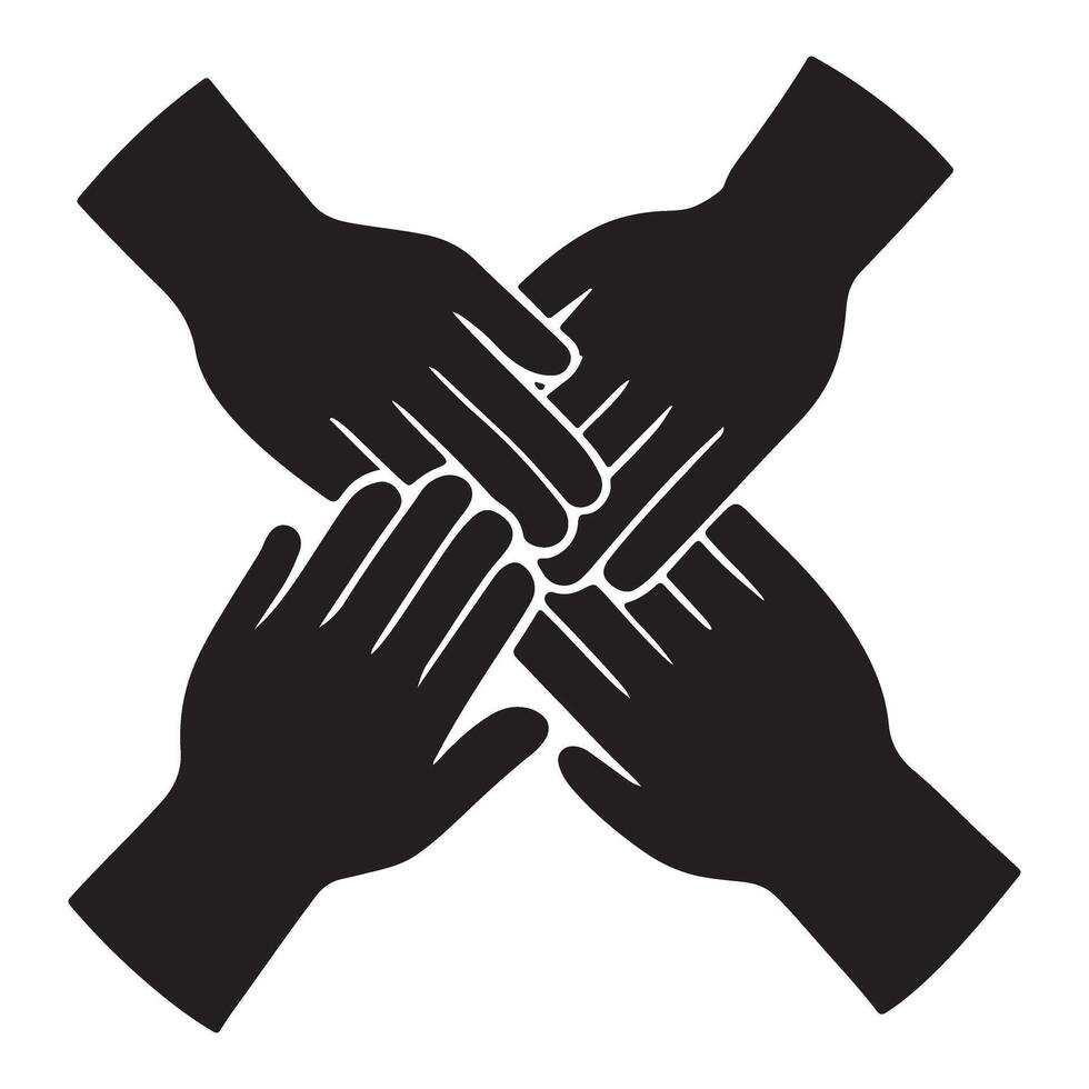 Four Hands United Cross Symbolizing Strength and Collaborative Support vector