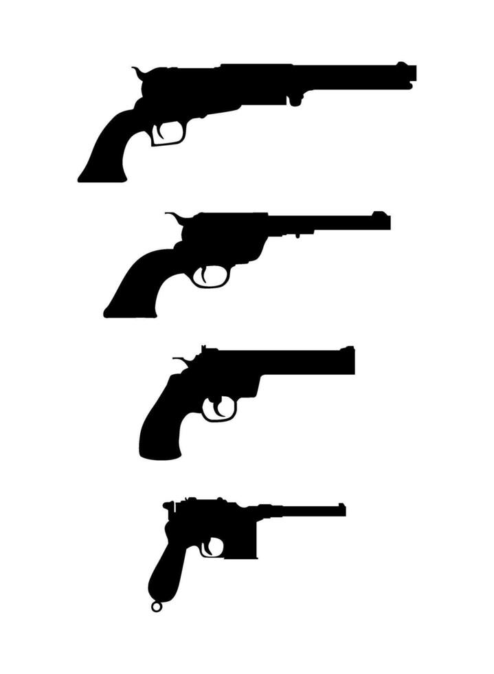 silhouette of revolver set collection vector