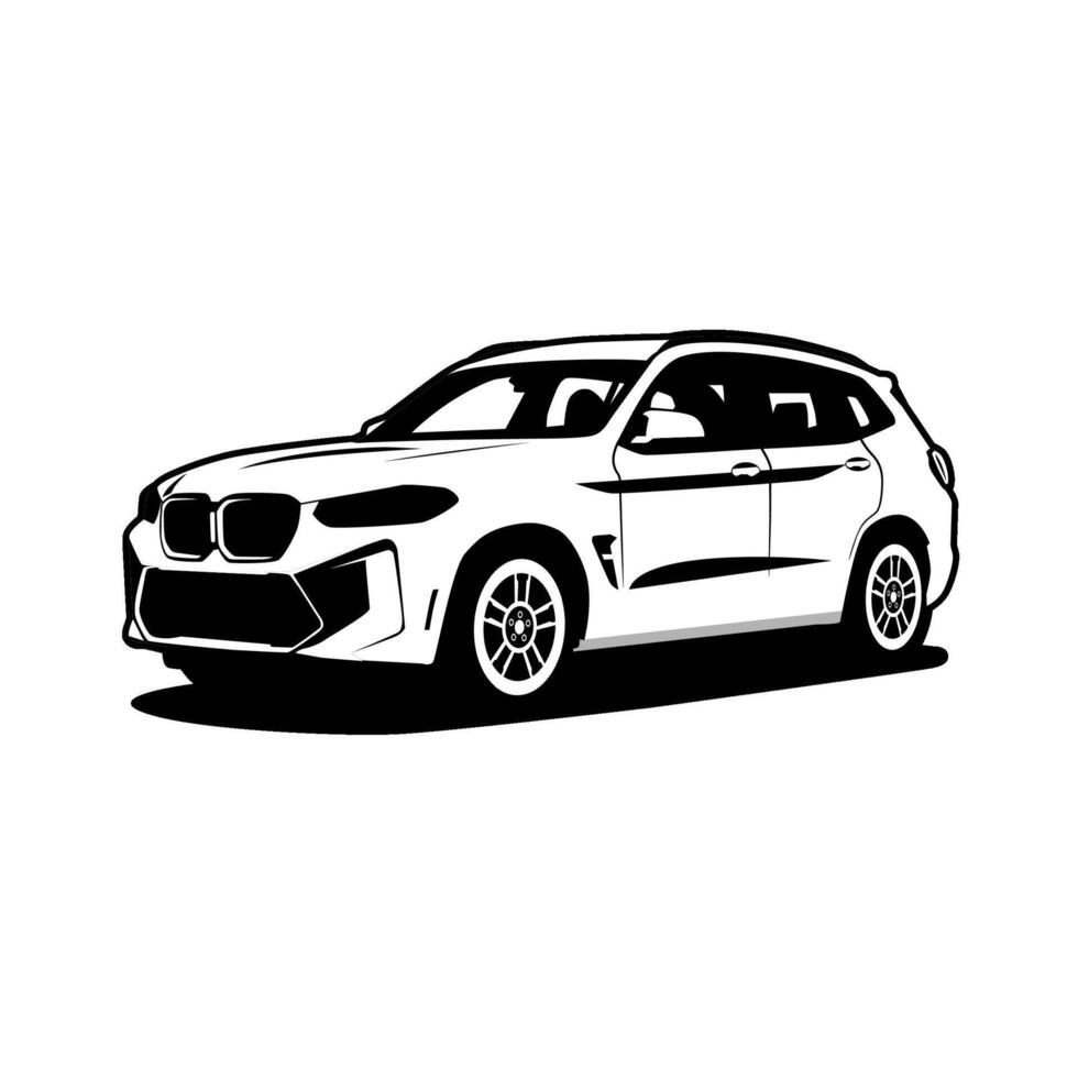 automotive suv car monochrome illustration vector
