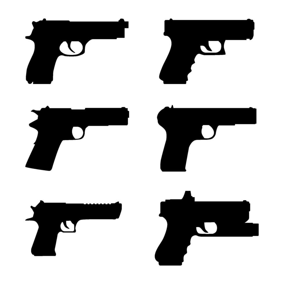pistol gun silhouette set collection vector