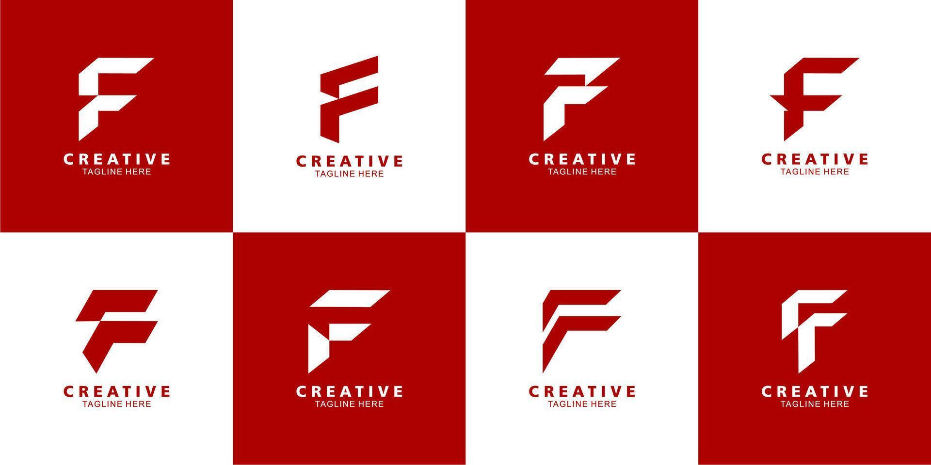 set of abstract initial letter f logo template vector