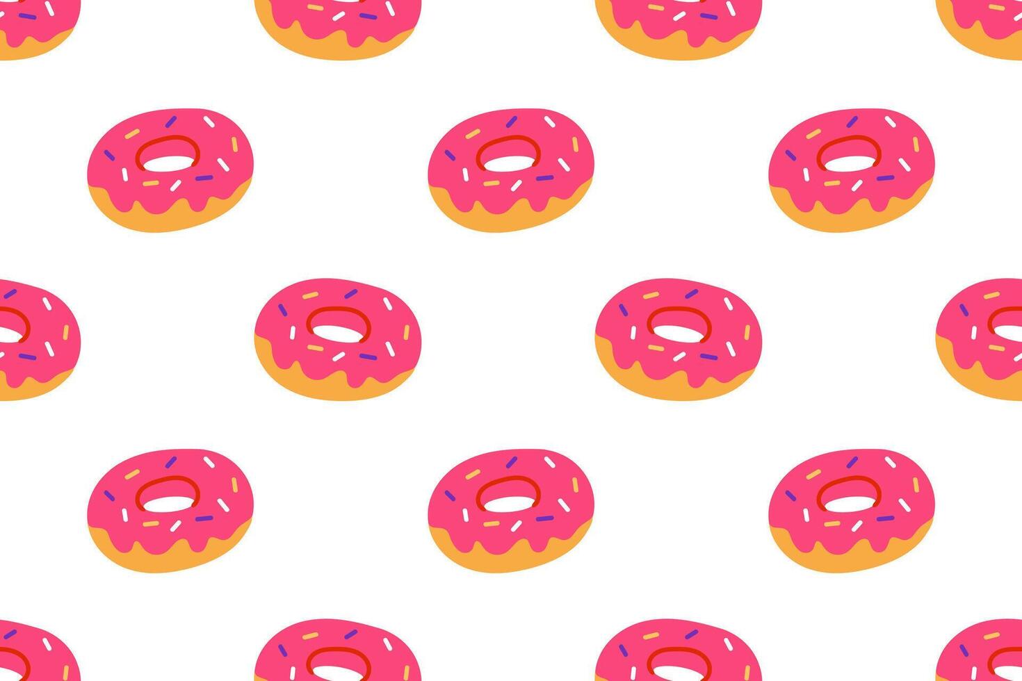 Seamless pattern with pink glazed donuts on white background vector