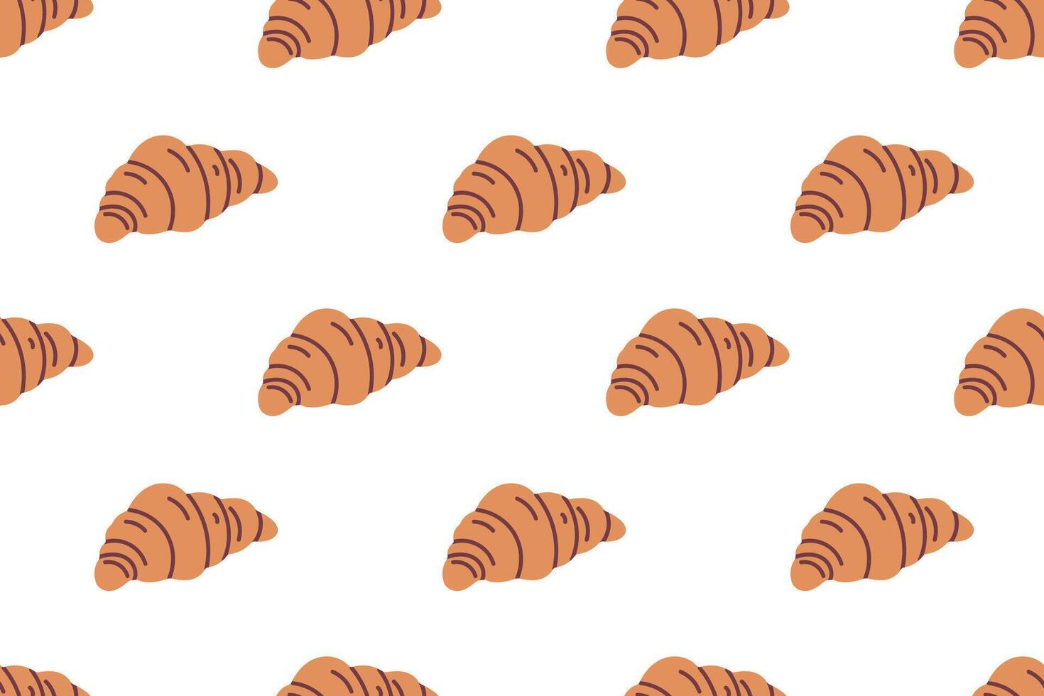 Seamless croissant pattern with golden pastries on white background vector