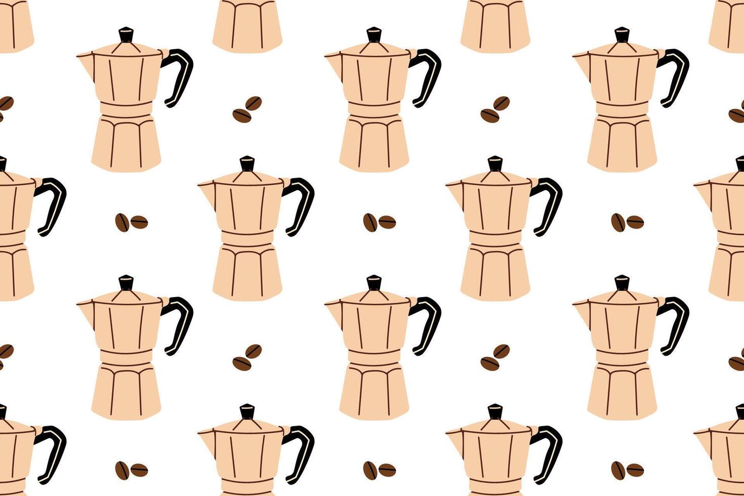 Repeating pattern featuring traditional moka coffee pots in a simple layout on a clean white background vector