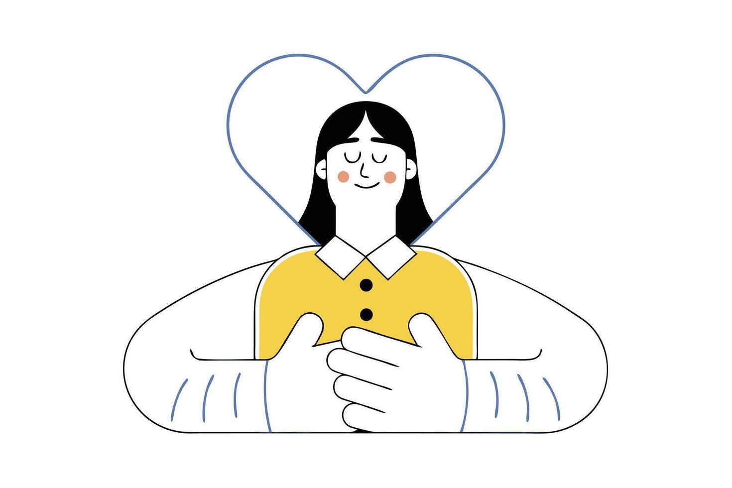 Cartoon Woman Hugged by Large Hands within Heart Shape vector