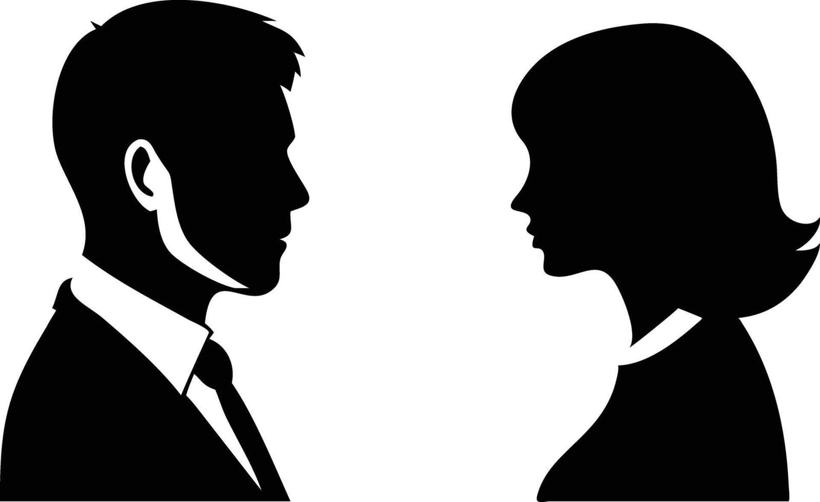 Silhouetted Businessman and Businesswoman Facing Each Other vector