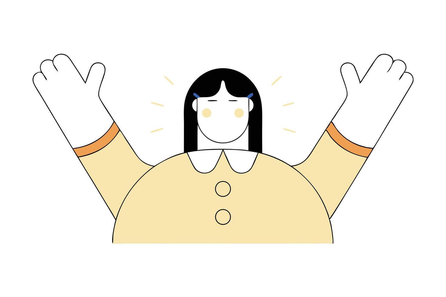Flat of An Asian Woman with Raised Arms vector