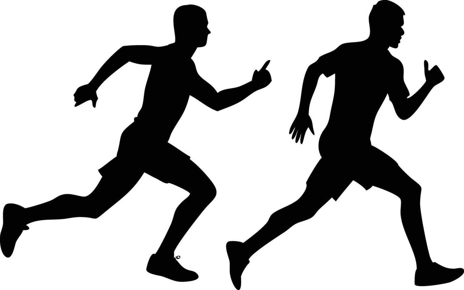 Male Runners Silhouette , African American Sprinters in Motion, Sporty Lifestyle vector