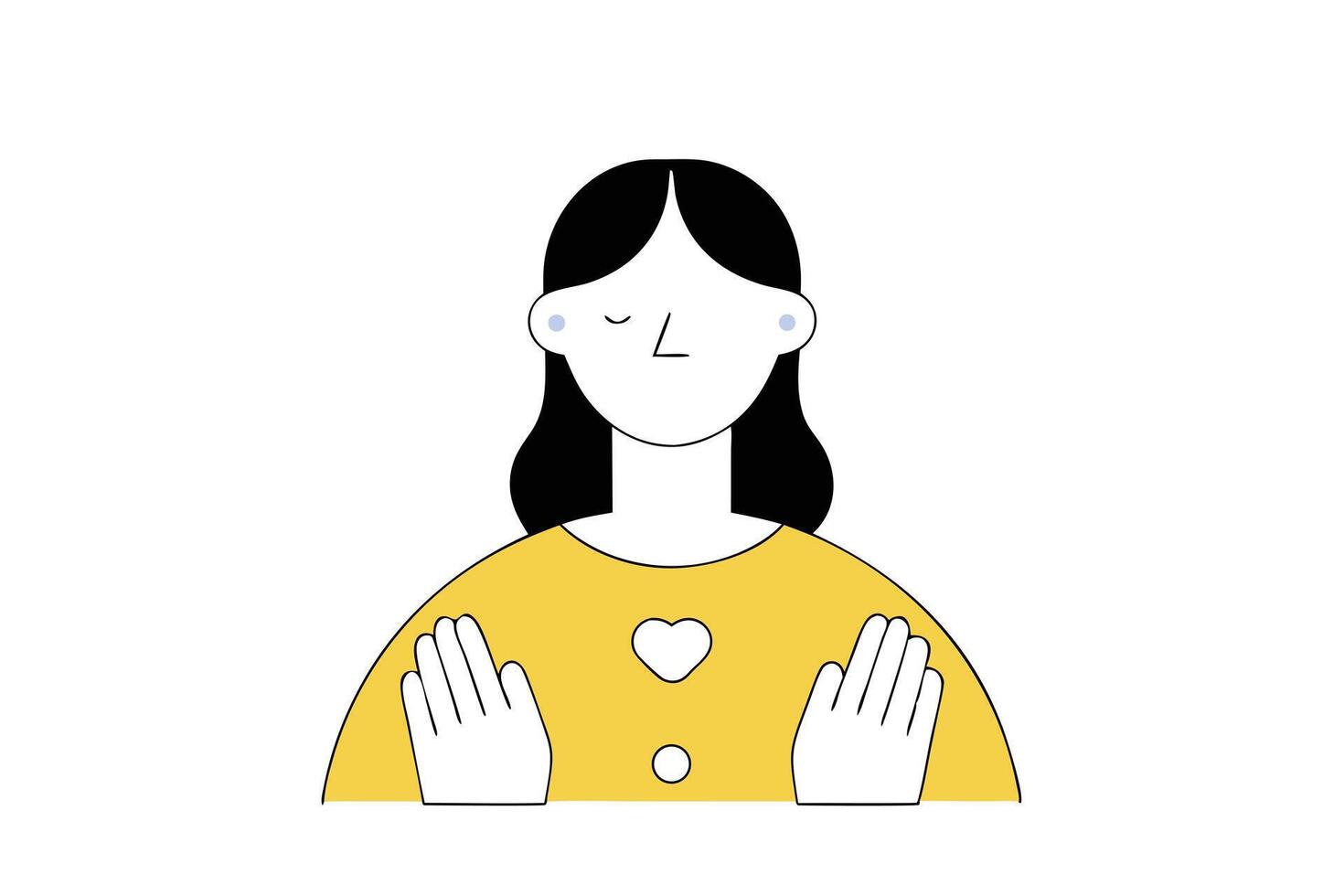 Minimal Of Woman Embracing Self With Yellow Top vector