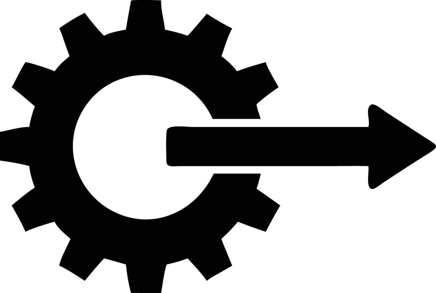 Outgoing Gear Rightward Arrow Through Sprocket vector