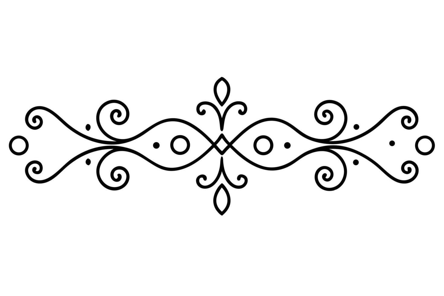 Decorative Flourish Divider Element with Swirls and Geometric Shapes vector