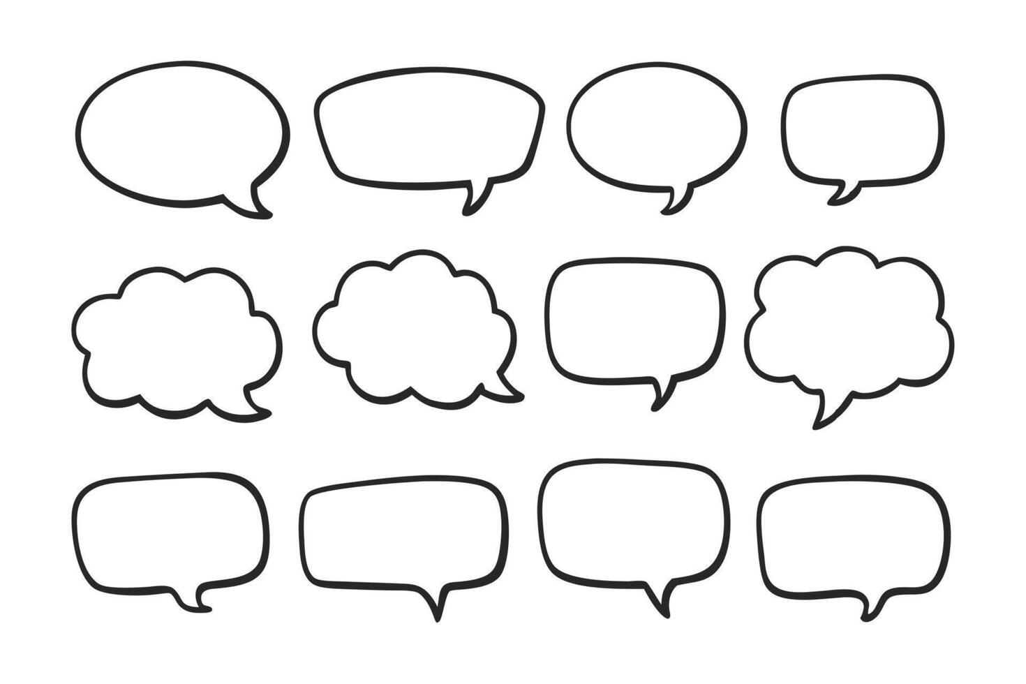 Seamless Pattern of Hand Drawn Speech Bubbles on White Background, Message Icons vector
