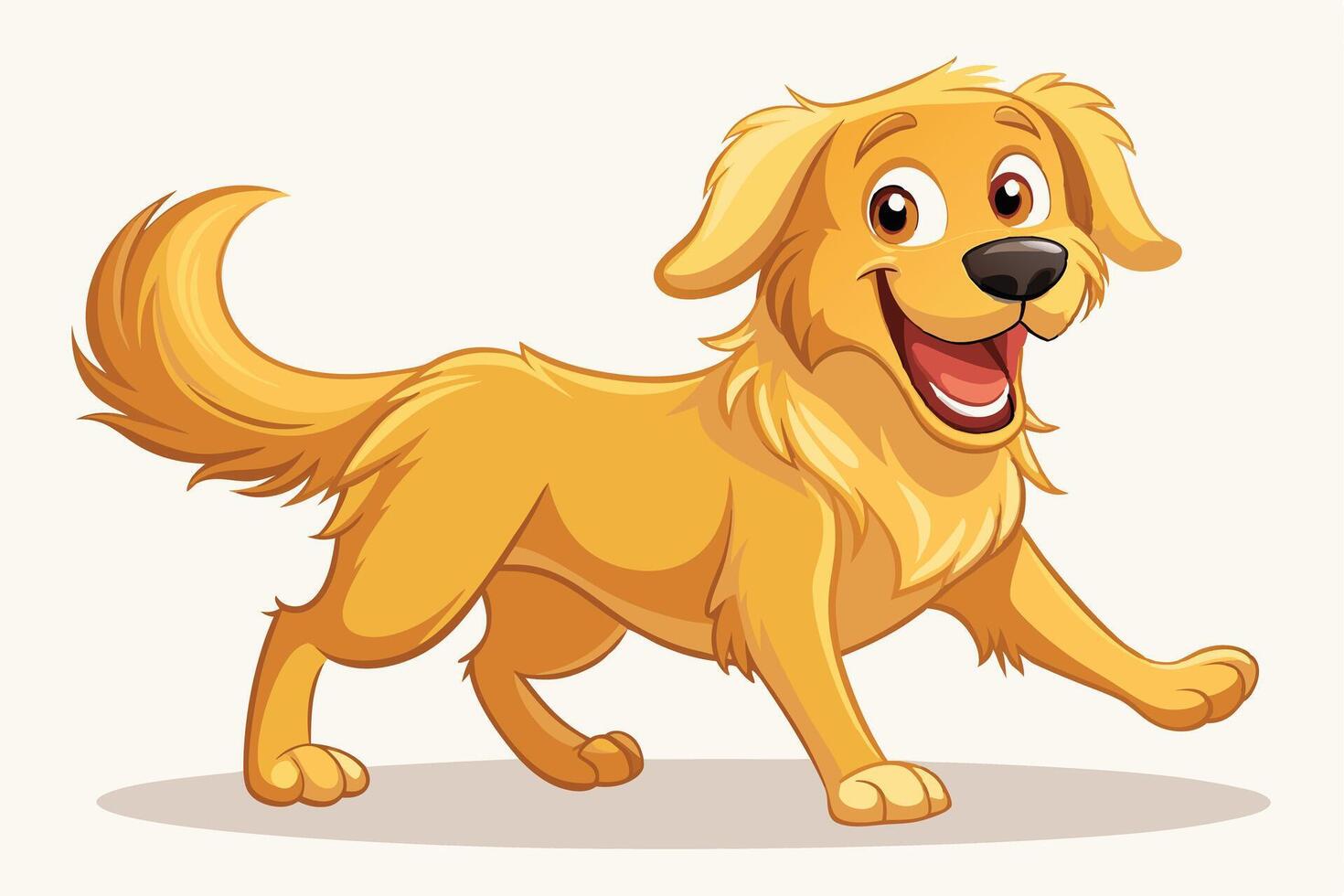 Cartoon Golden Retriever Walking Smiling on White Background vector
