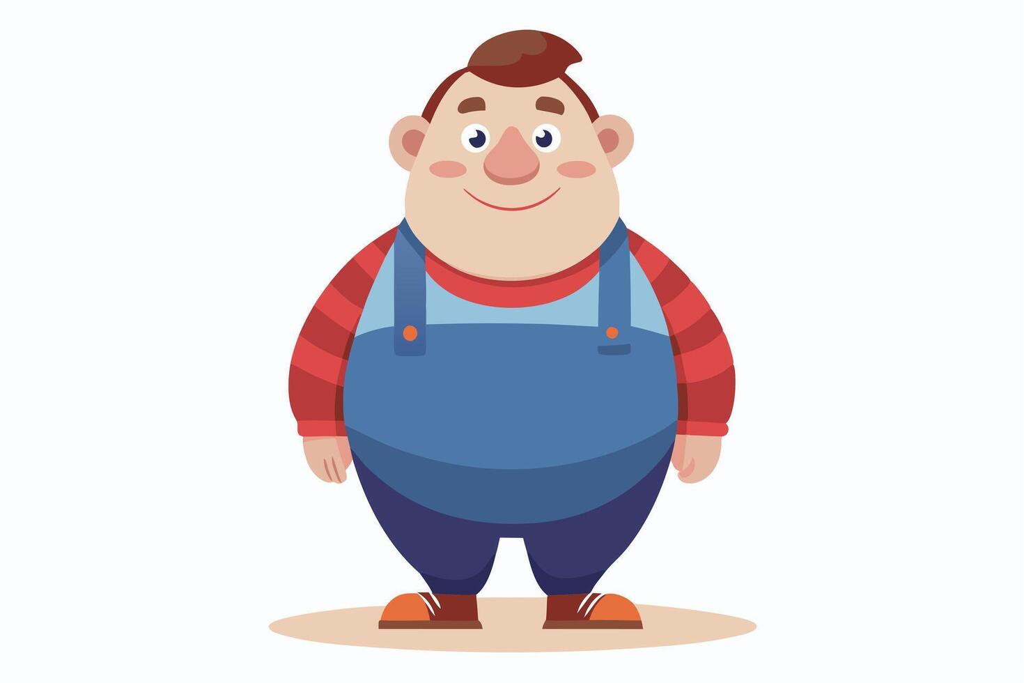 Caucasian Man Cartoon Character Smiling Full Body In Overalls Design vector