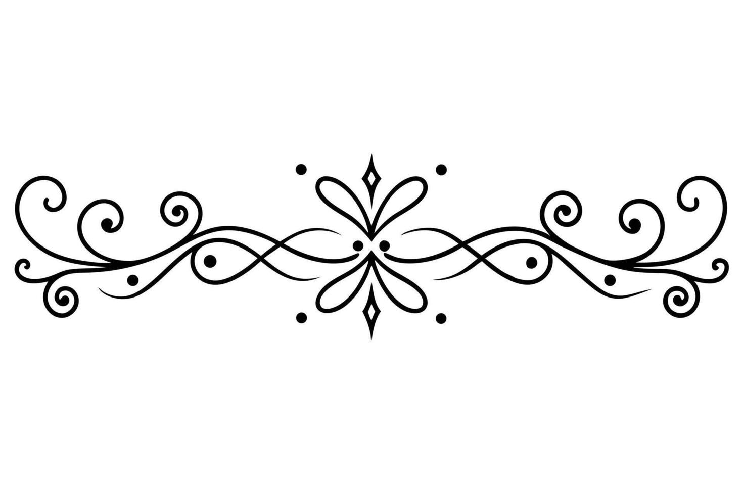 Flourish Divider with Ornate Swirls, Curlicues, Dots, and Floral Elements Ornament vector