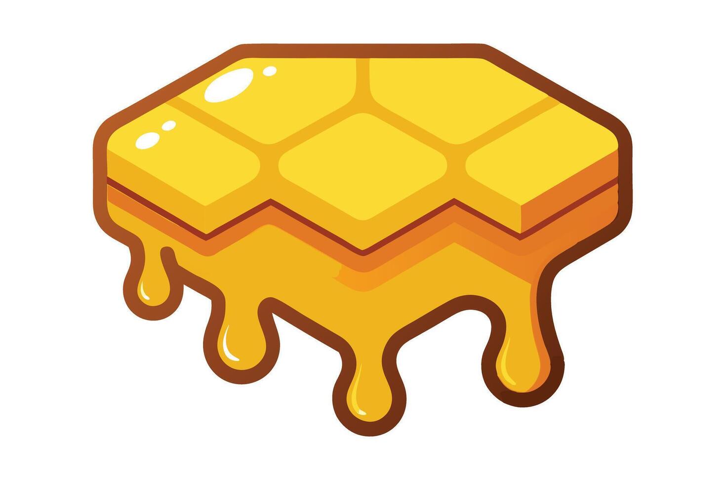 Honeycomb Dripping with Honey on White Background Cartoon Style 3D Render vector