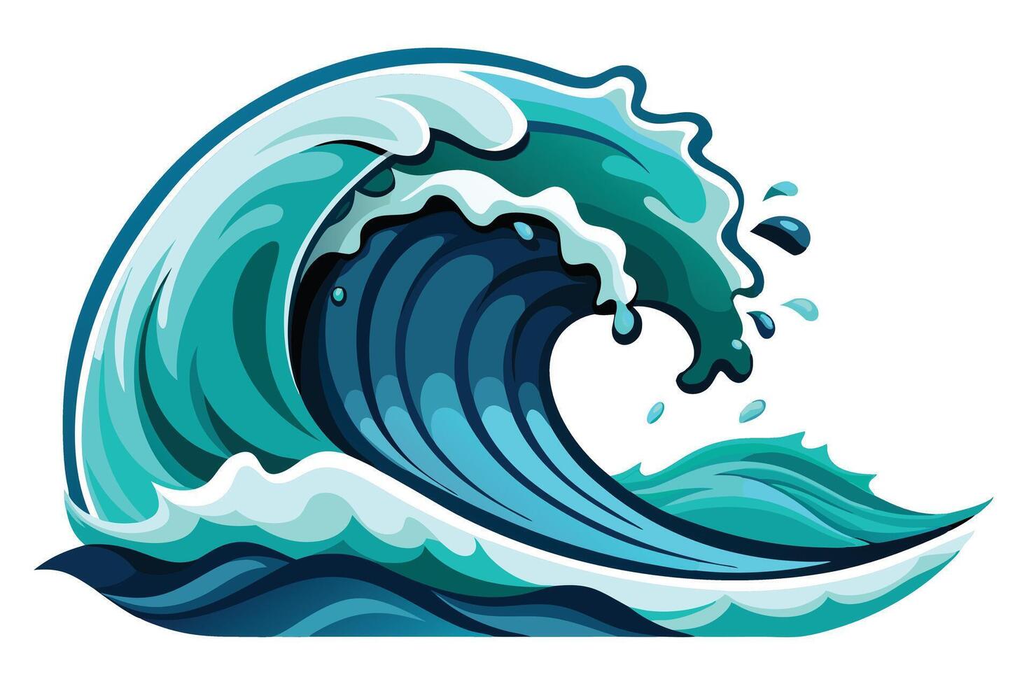 Stylized of Ocean Wave with Splashes on a White Background vector
