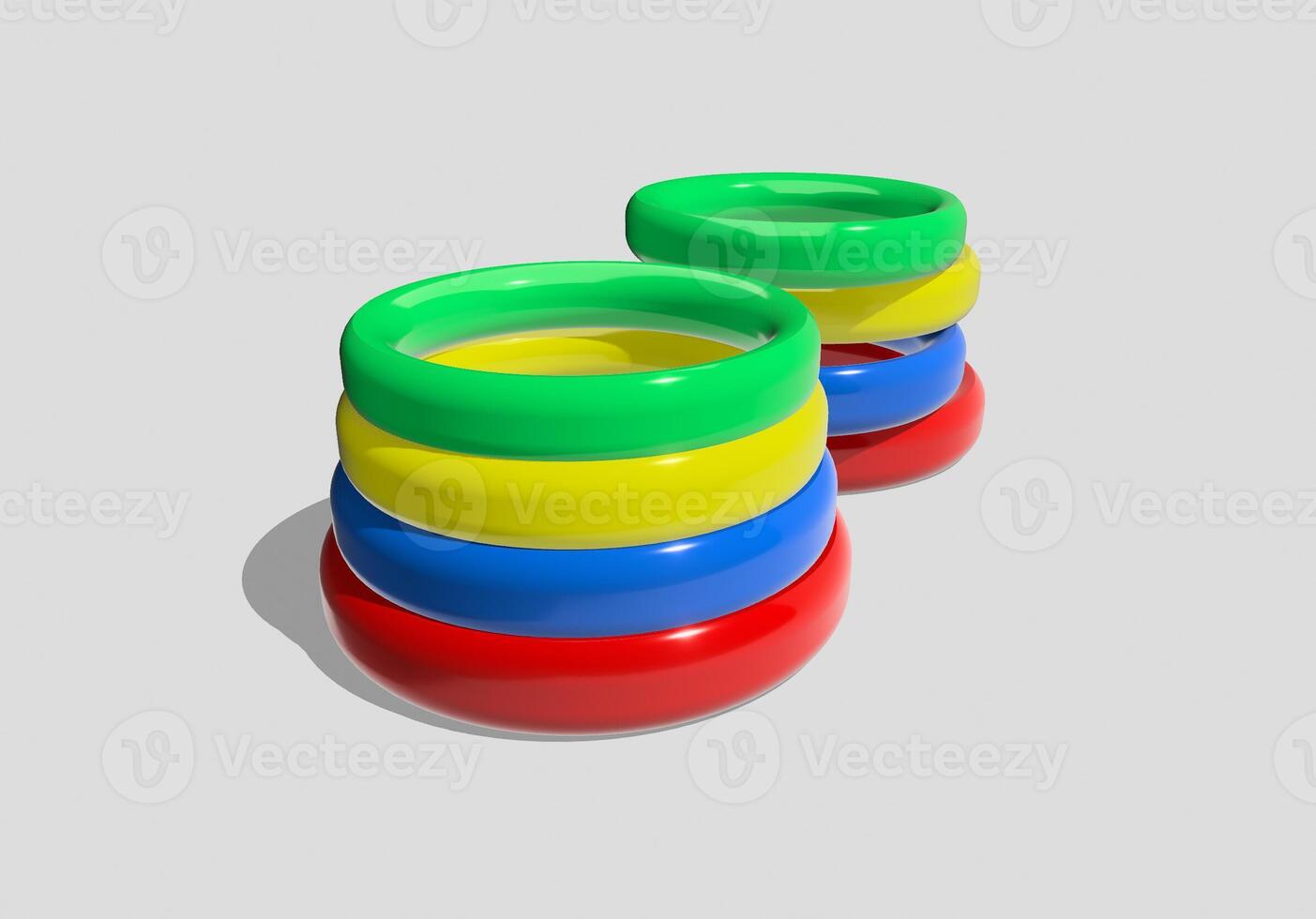 Set of Colorful 3d Rings with Shadow photo