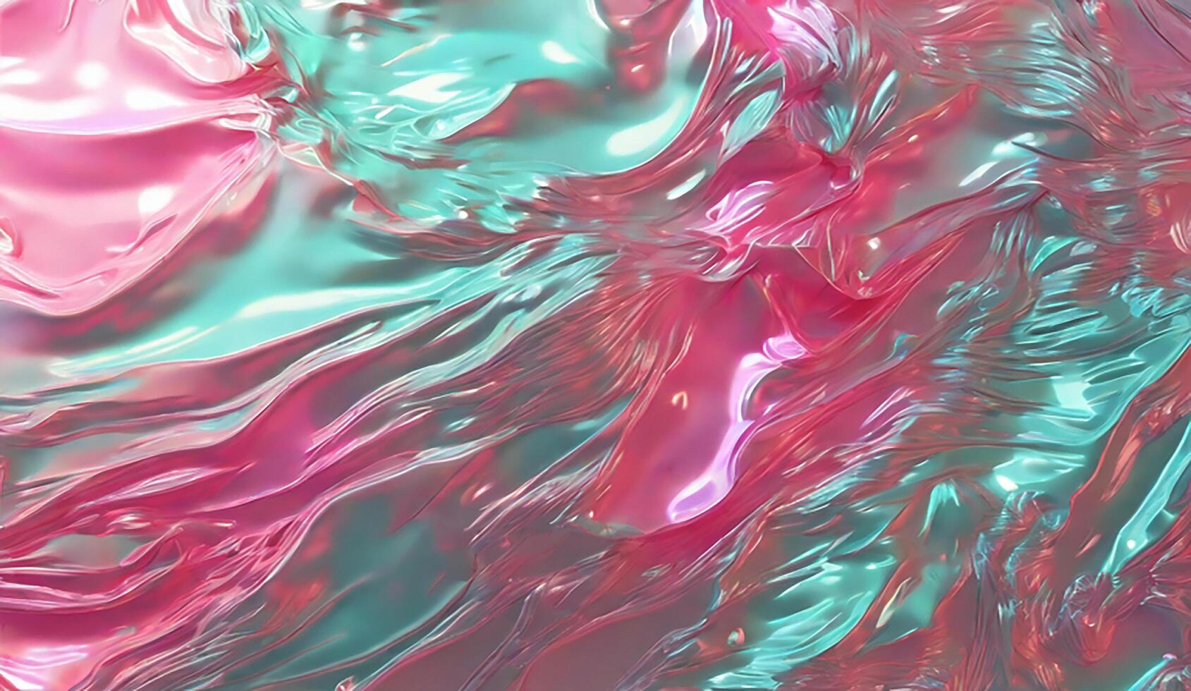 A pink and green liquid is flowing over a surface photo