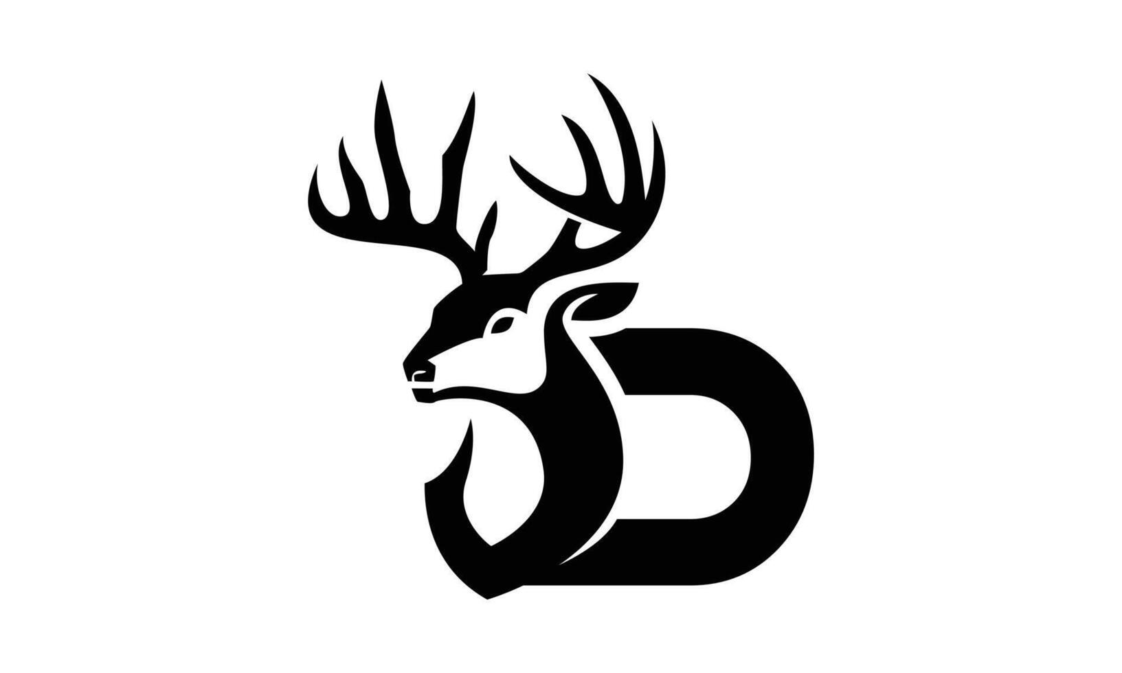 this is a deer logo and added by letter D logo design vector