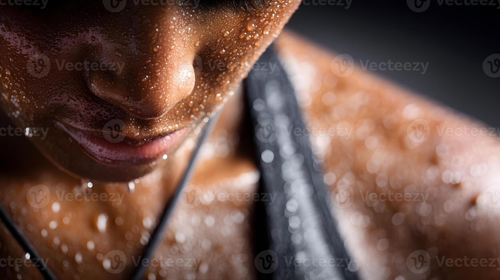 A woman with water on her face photo