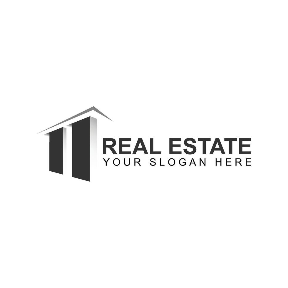 real estate logo design for residence or building with creative illustration vector