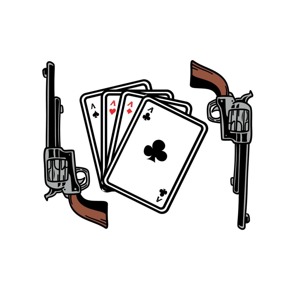 card and gun design vector
